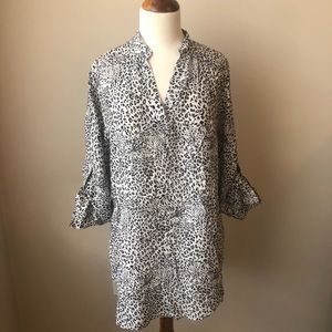 Leopard Roll-Tab Sleeve Top